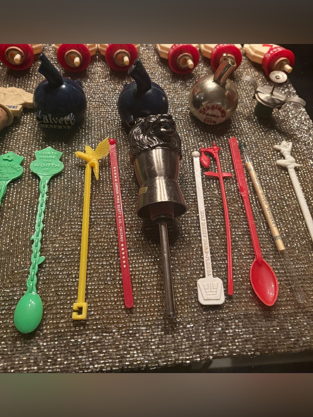 Assorted Vintage Bar Swizzle Sticks and Pourers - Multicolor